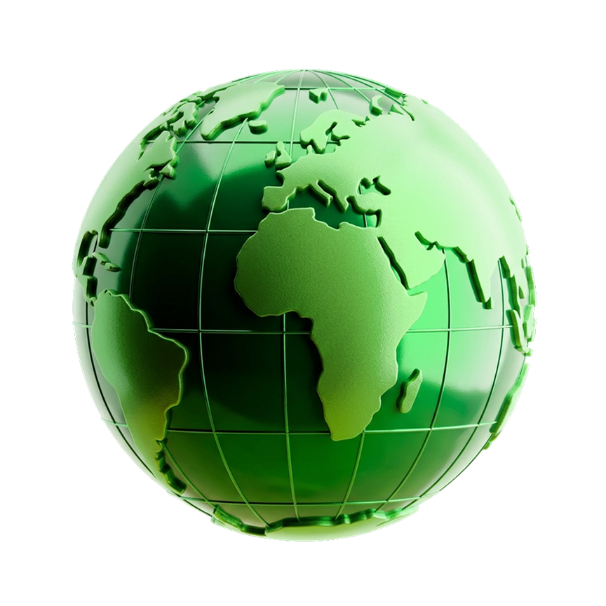 Green globe highlighting Africa